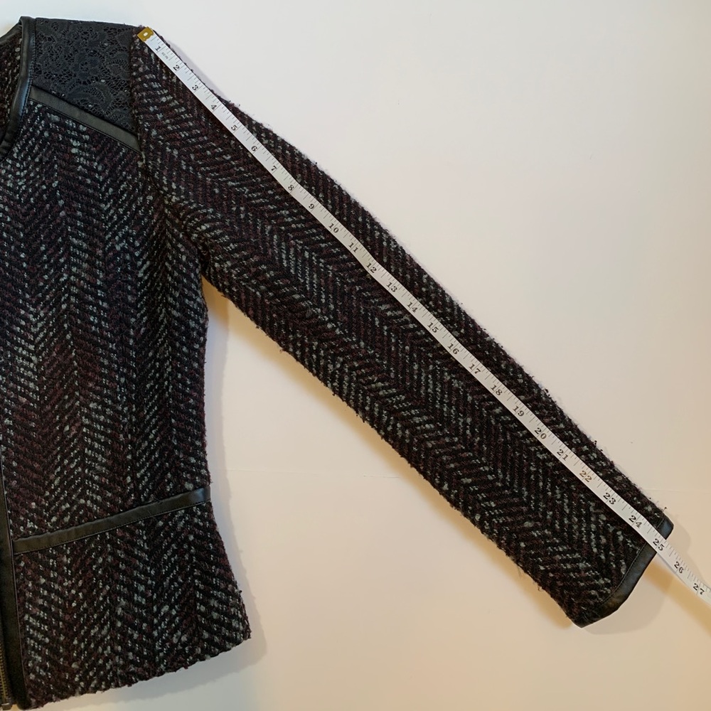 Hinge Jacket Black/Grey/Mauve Wool & Faux Leather - Picture 2 of 12